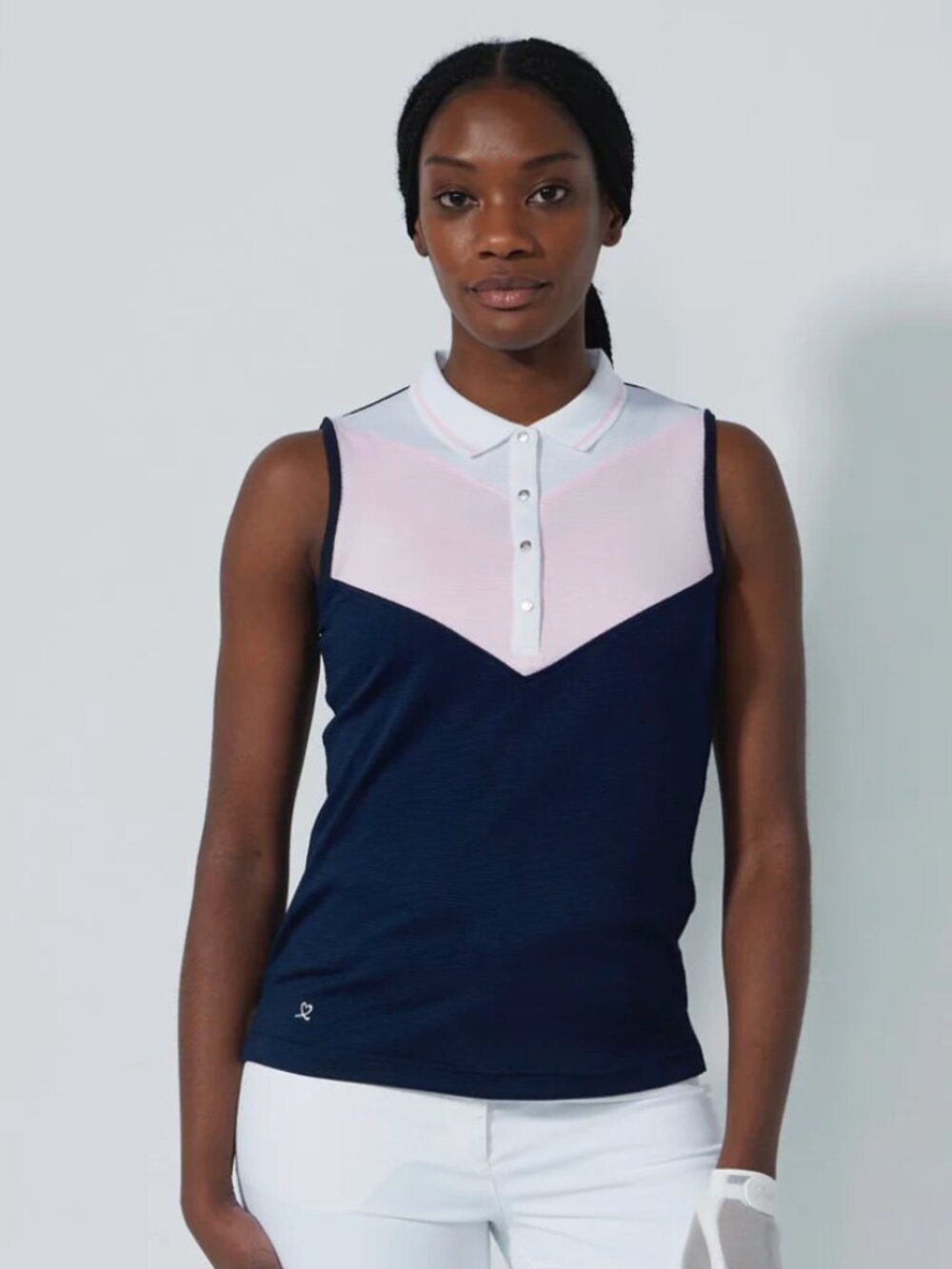 Daily Sports | DS Match Color Block Sleeveless Polo Shirt in Navy Pink